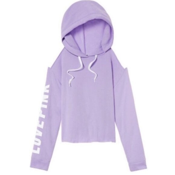 Victoria's Secret PINK | Lavender Cold Shoulder Hoodie | Size Large - Picture 3 of 15